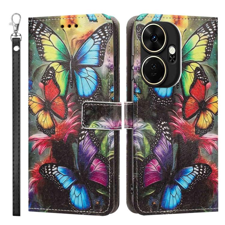 For itel P55+ Painted Pattern Vegan Leather Phone Case with Strap