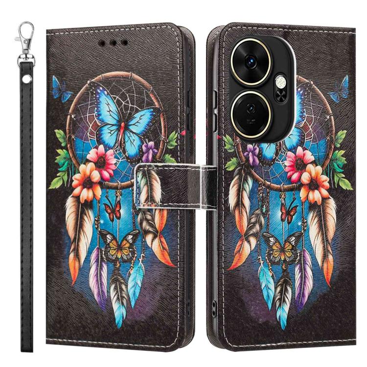 For itel P55+ Painted Pattern Vegan Leather Phone Case with Strap
