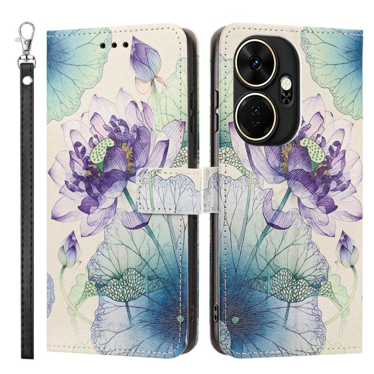 For itel P55+ Painted Pattern Vegan Leather Phone Case with Strap