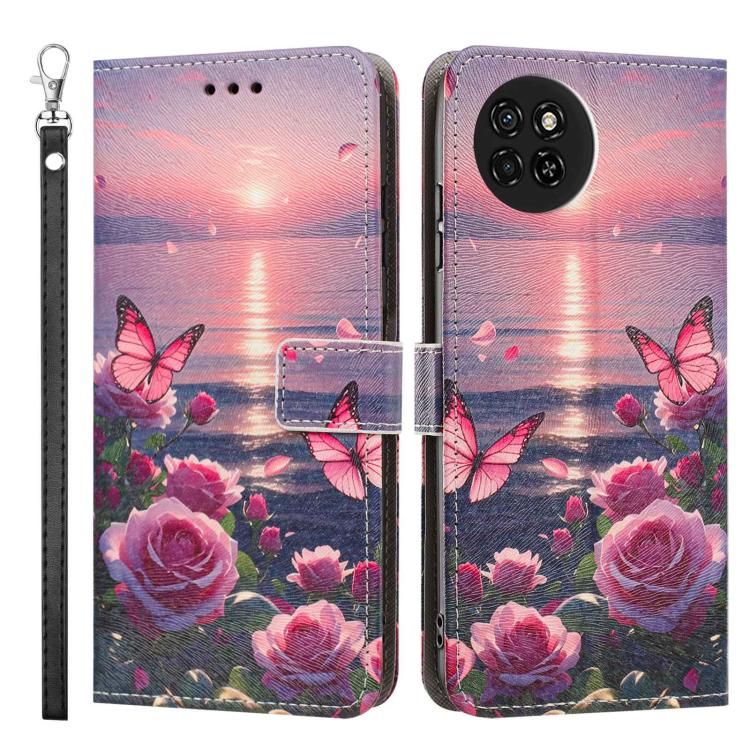 For itel S23 Painted Pattern Vegan Leather Phone Case with Strap