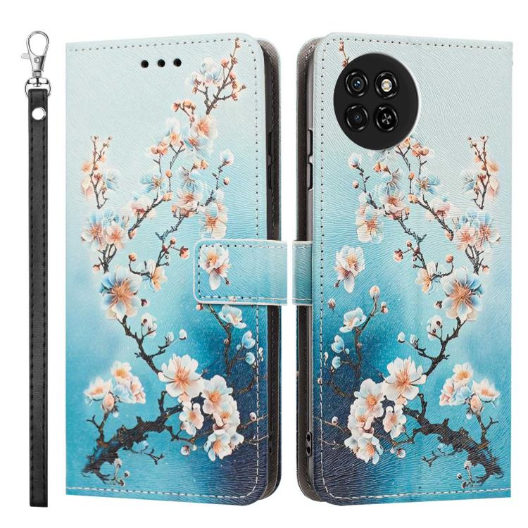 For itel S23 Painted Pattern Vegan Leather Phone Case with Strap