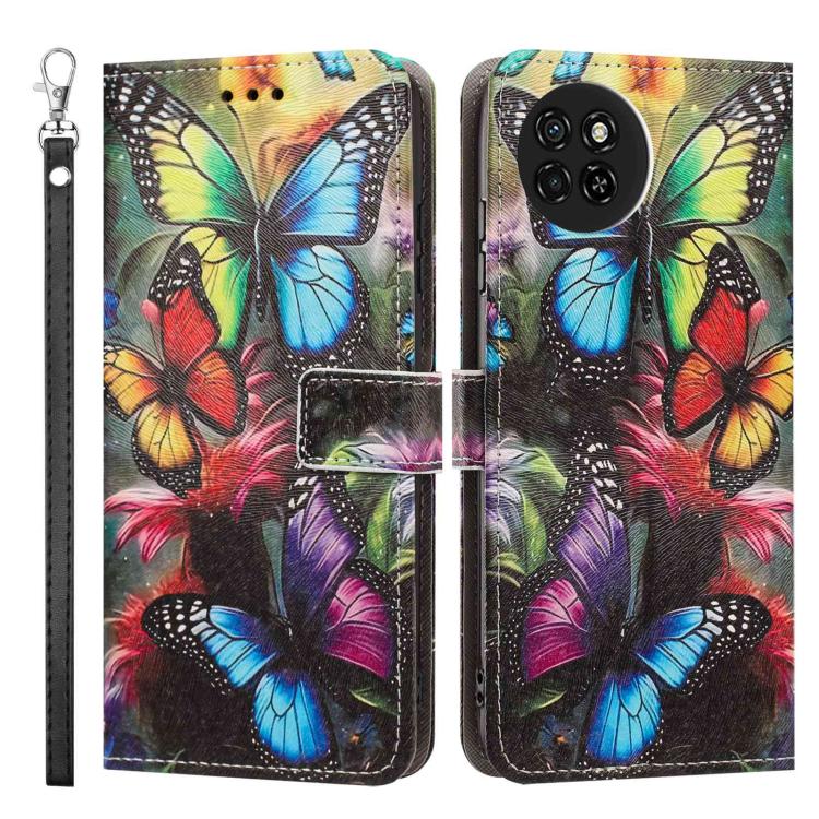 For itel S23 Painted Pattern Vegan Leather Phone Case with Strap