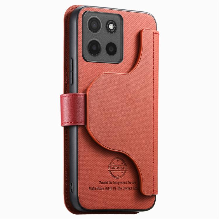 For Motorola Moto G86 5G Twill Fabric MagSafe RFID Anti-theft Zipper Wallet Leather Phone Case