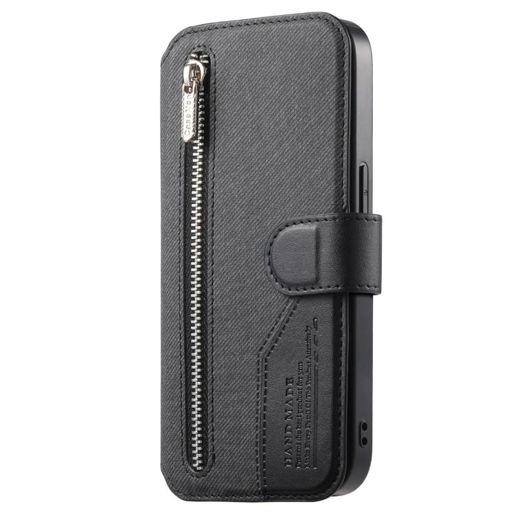 For Motorola Moto G86 Power Twill Fabric MagSafe RFID Anti-theft Zipper Wallet Leather Phone Case