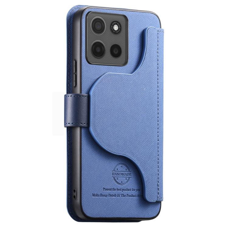 For Motorola Moto G86 Power Twill Fabric MagSafe RFID Anti-theft Zipper Wallet Leather Phone Case