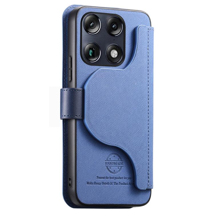 For Motorola Moto X70 Air Pro 5G Twill Fabric MagSafe RFID Anti-theft Zipper Wallet Leather Phone Case
