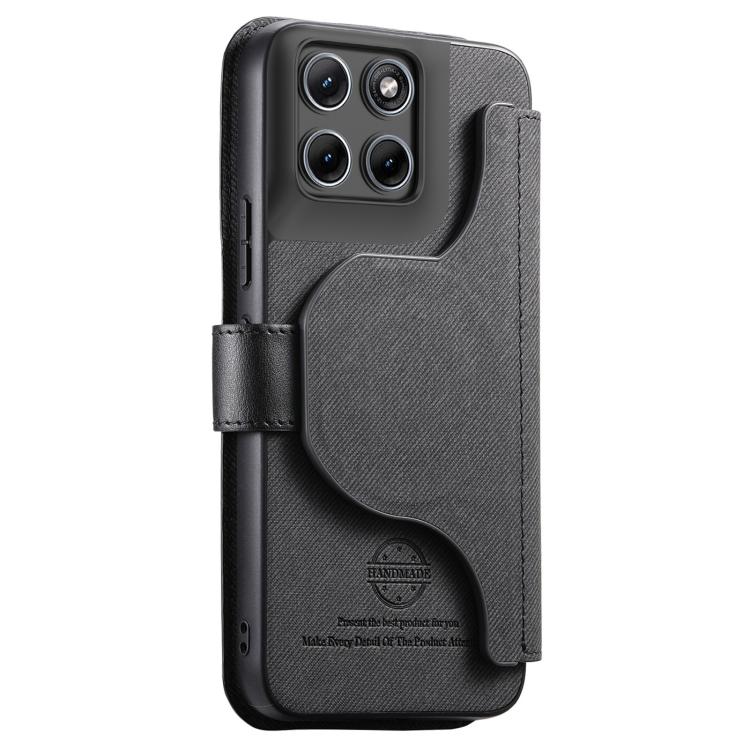 For Motorola Edge70 Fusion Twill Fabric MagSafe RFID Anti-theft Zipper Wallet Leather Phone Case