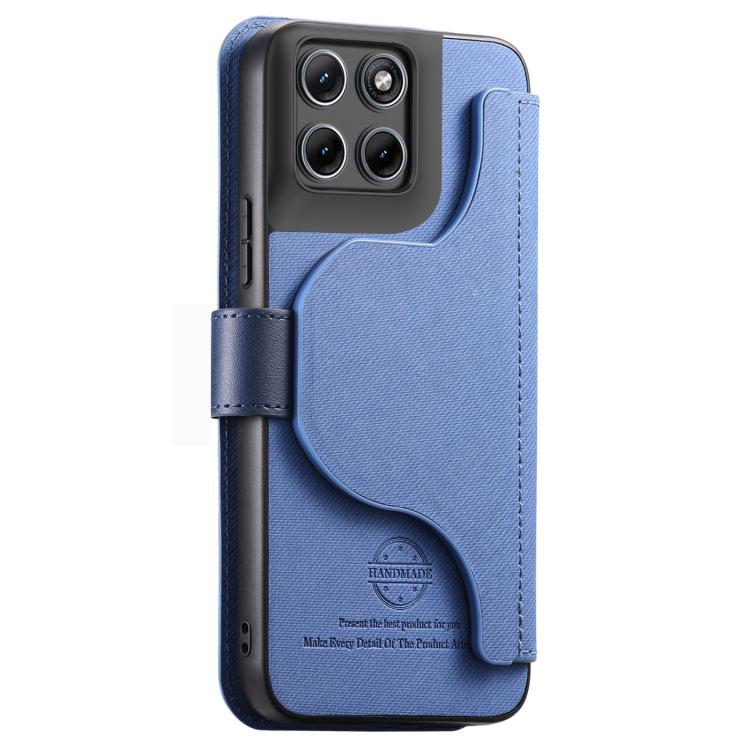 For Motorola Edge70 Fusion Twill Fabric MagSafe RFID Anti-theft Zipper Wallet Leather Phone Case