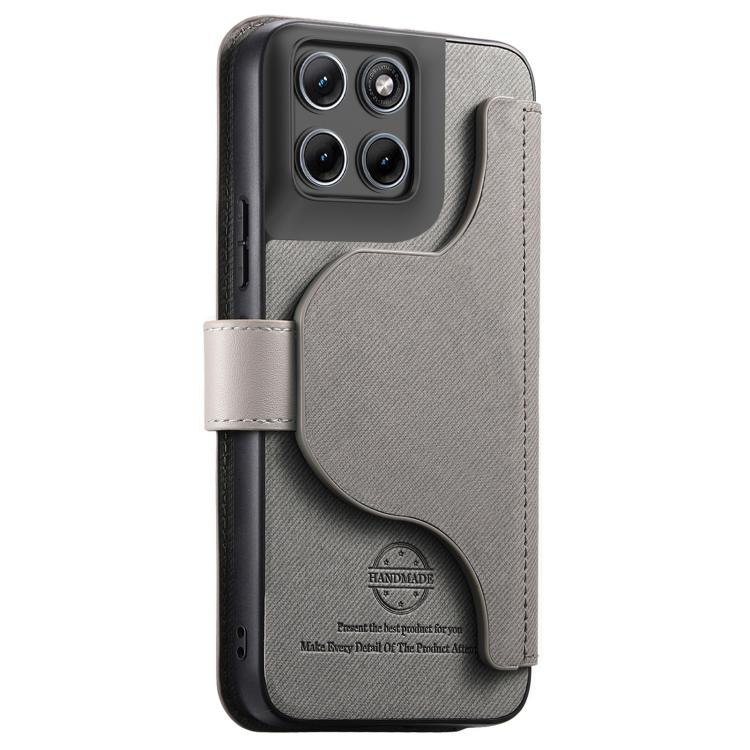 For Motorola Edge70 Fusion Twill Fabric MagSafe RFID Anti-theft Zipper Wallet Leather Phone Case