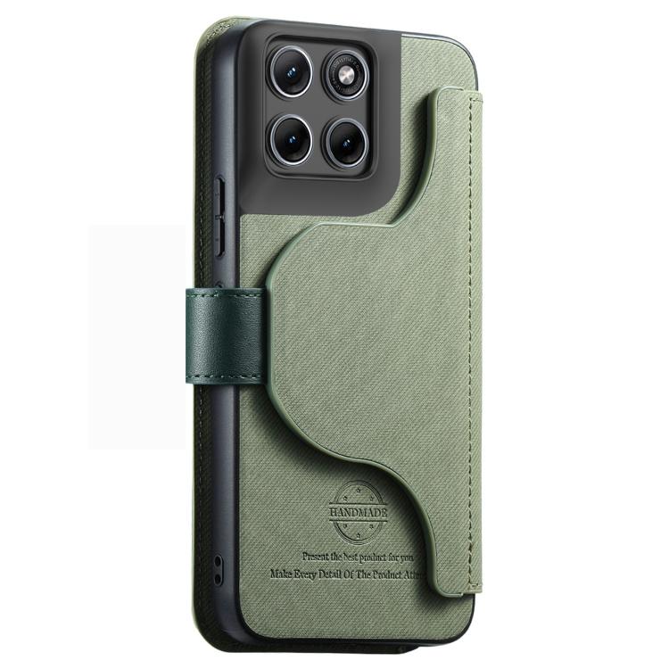 For Motorola Edge70 Fusion Twill Fabric MagSafe RFID Anti-theft Zipper Wallet Leather Phone Case