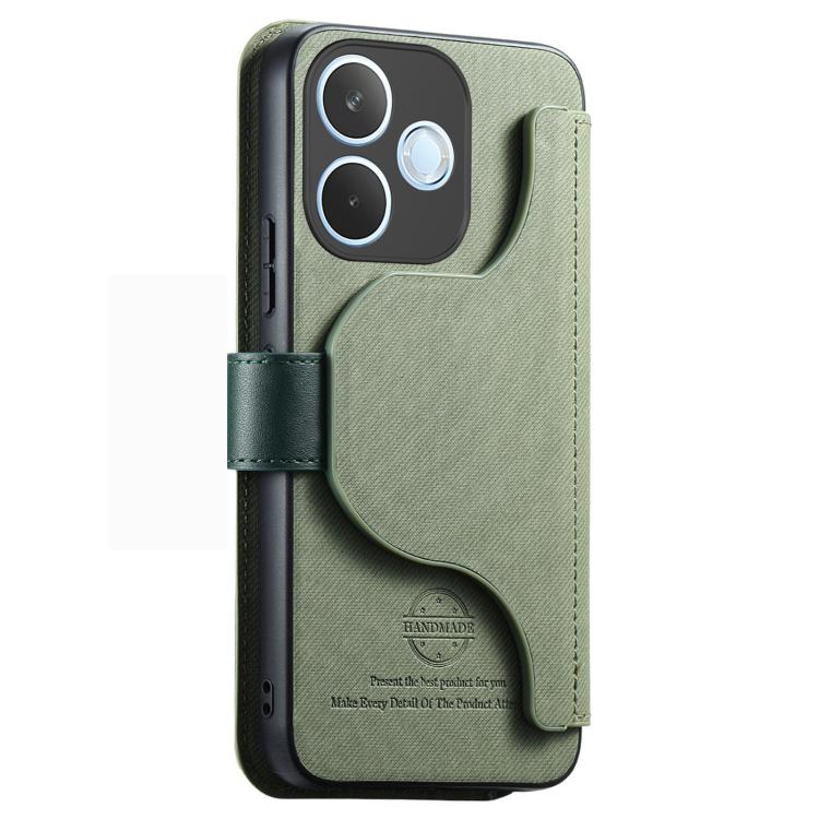 For OPPO A5 Energy / A5 Pro 5G Global Twill Fabric MagSafe RFID Anti-theft Zipper Wallet Leather Phone Case