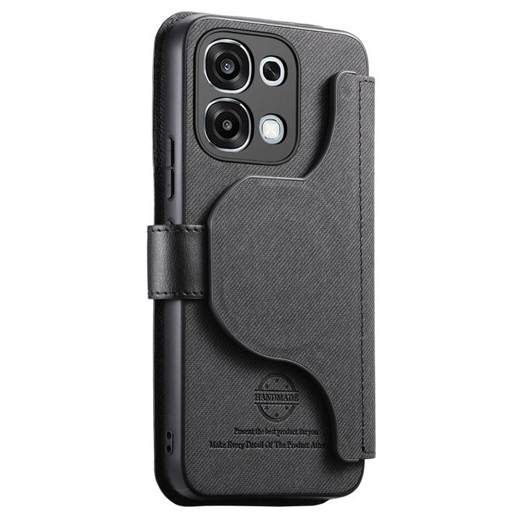 For OPPO A6 Pro 4G/ 5G Global / F31 5G Twill Fabric MagSafe RFID Anti-theft Zipper Wallet Leather Phone Case