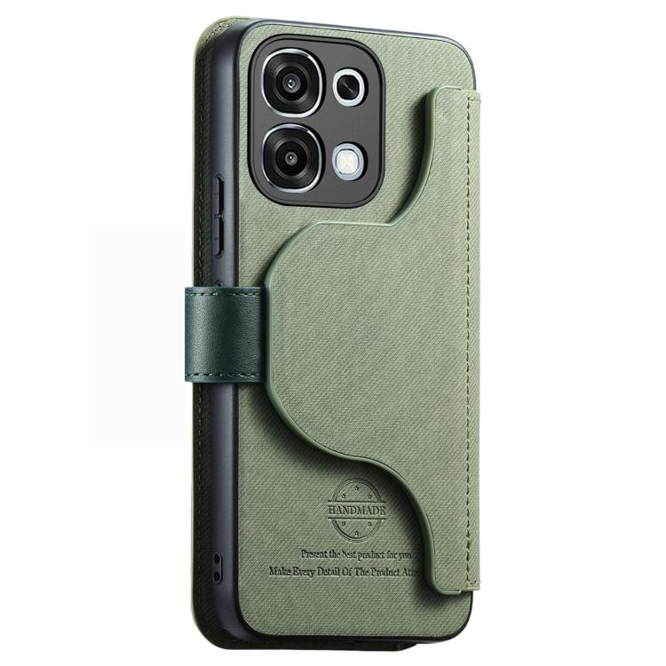 For OPPO A6 Pro 4G/ 5G Global / F31 5G Twill Fabric MagSafe RFID Anti-theft Zipper Wallet Leather Phone Case
