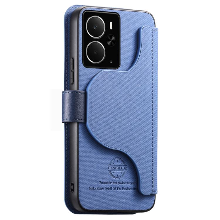 For Realme 14 / P3 5G / NeoX7 Twill Fabric MagSafe RFID Anti-theft Zipper Wallet Leather Phone Case