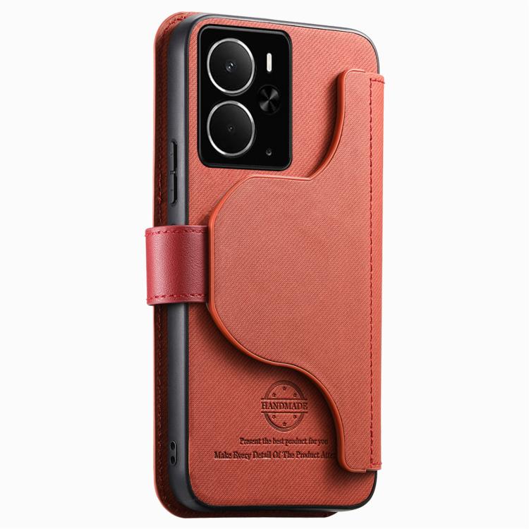 For Realme 14 / P3 5G / NeoX7 Twill Fabric MagSafe RFID Anti-theft Zipper Wallet Leather Phone Case