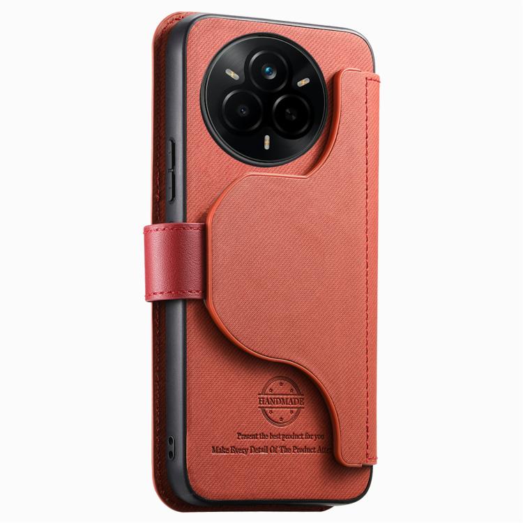 For Realme 14 Pro+ Twill Fabric MagSafe RFID Anti-theft Zipper Wallet Leather Phone Case