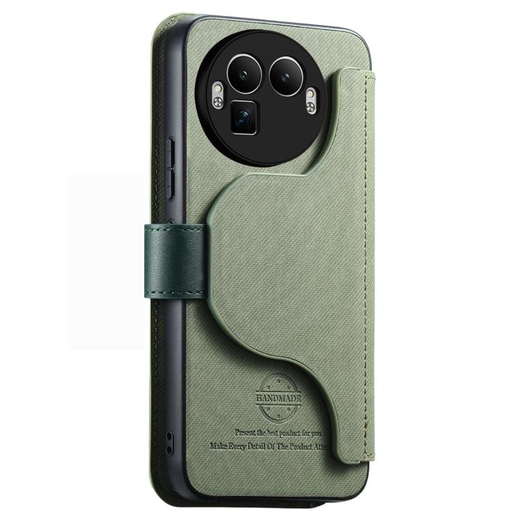 For Realme GT 8 Pro Twill Fabric MagSafe RFID Anti-theft Zipper Wallet Leather Phone Case