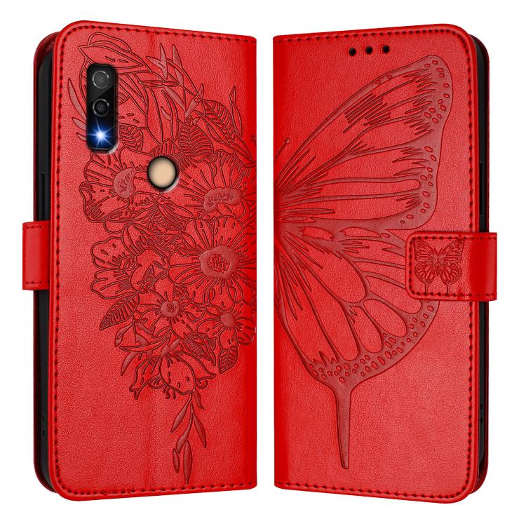 For Fujitsu Arrows We3 Embossed Butterfly Leather Phone Case