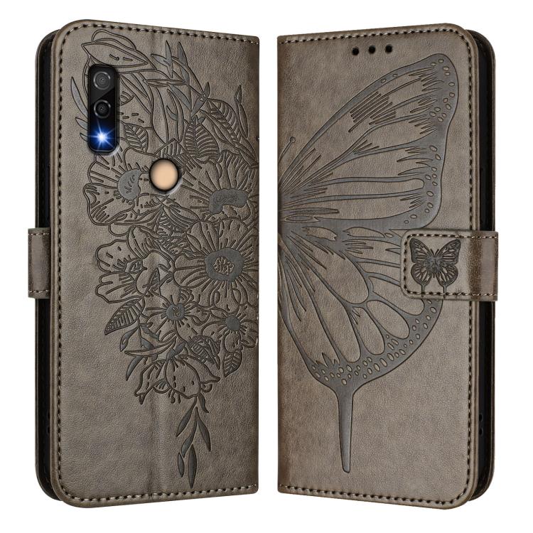 For Fujitsu Arrows We3 Embossed Butterfly Leather Phone Case