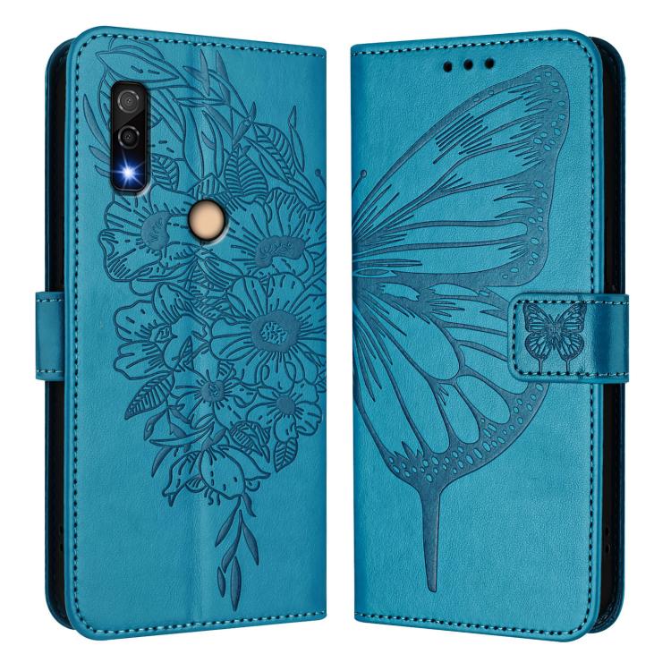 For Fujitsu Arrows We3 Embossed Butterfly Leather Phone Case