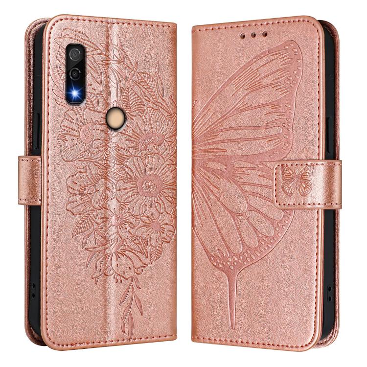 For Fujitsu Arrows We3 Embossed Butterfly Leather Phone Case