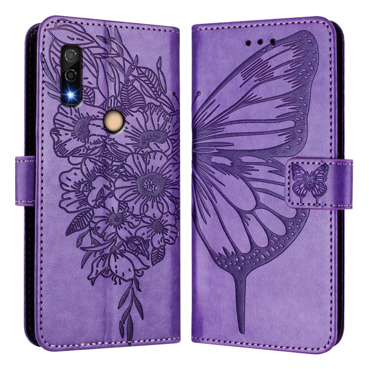 For Fujitsu Arrows We3 Embossed Butterfly Leather Phone Case
