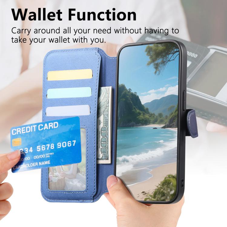 For OnePlus 13 Twill Fabric MagSafe RFID Anti-theft Zipper Wallet Leather Phone Case