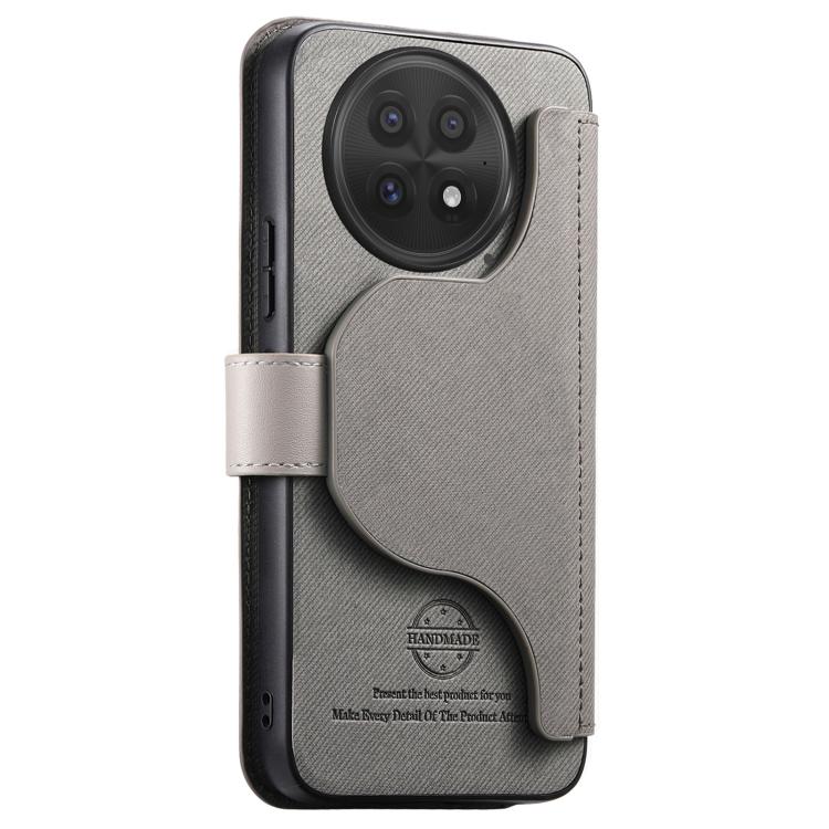 For OnePlus 13 Twill Fabric MagSafe RFID Anti-theft Zipper Wallet Leather Phone Case