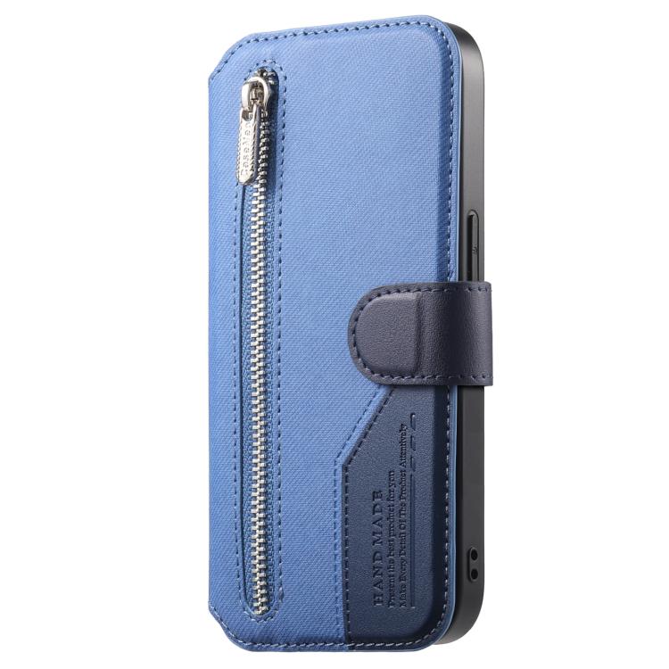 For OnePlus 13R Twill Fabric MagSafe RFID Anti-theft Zipper Wallet Leather Phone Case