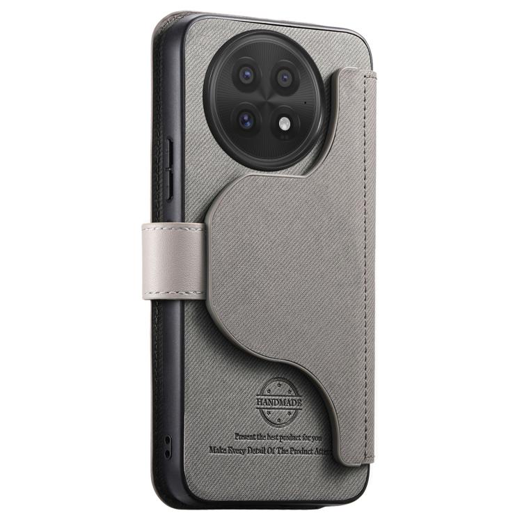 For OnePlus 13R Twill Fabric MagSafe RFID Anti-theft Zipper Wallet Leather Phone Case