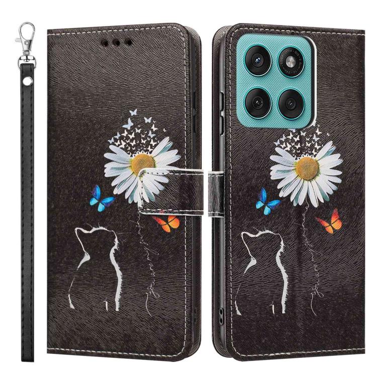 For Motorola Edge 60 Fusion Painted Pattern Vegan Leather Phone Case with Strap