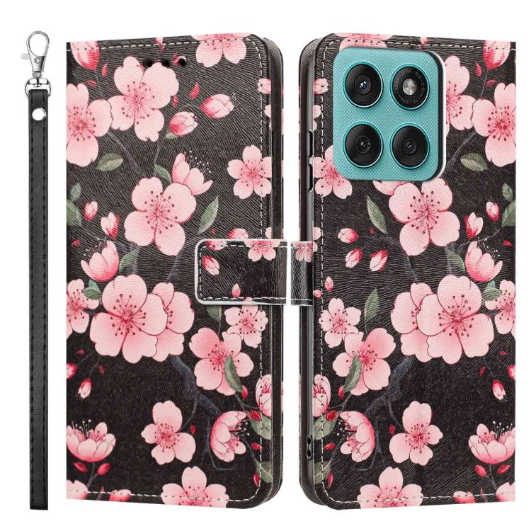 For Motorola Edge 60 Fusion Painted Pattern Vegan Leather Phone Case with Strap