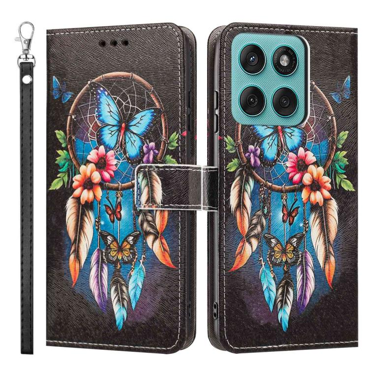 For Motorola Edge 60 Fusion Painted Pattern Vegan Leather Phone Case with Strap
