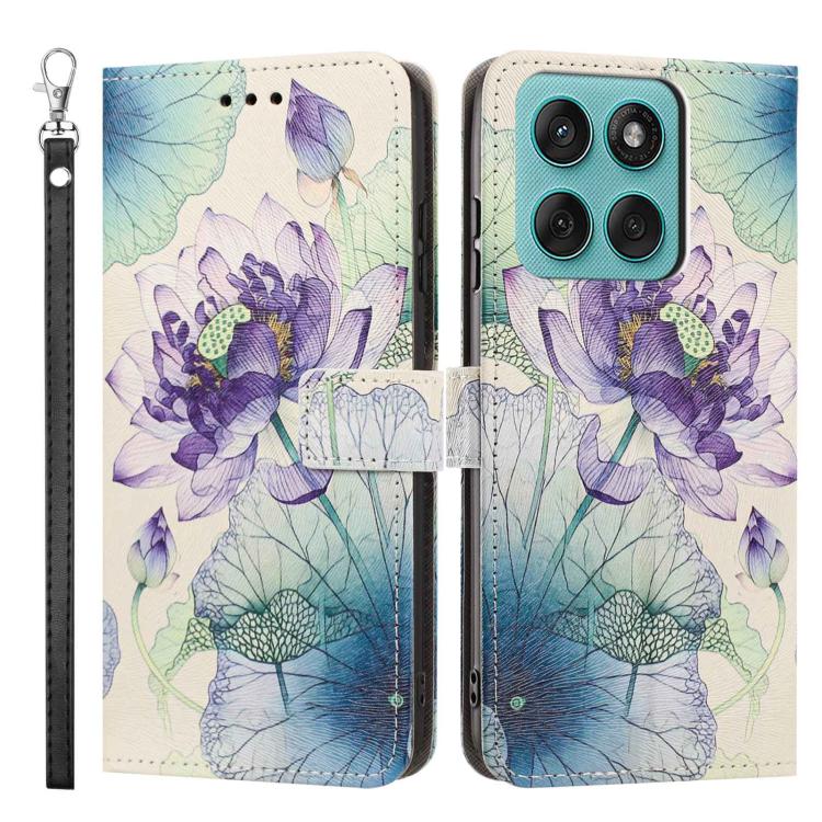 For Motorola Edge 60 Fusion Painted Pattern Vegan Leather Phone Case with Strap