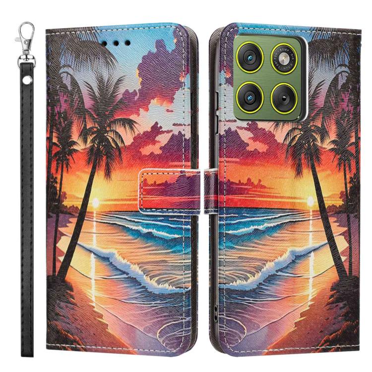 For Motorola Edge 70 5G Global Painted Pattern Vegan Leather Phone Case with Strap