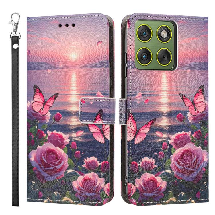 For Motorola Edge 70 Fusion 5G Global Painted Pattern Vegan Leather Phone Case with Strap