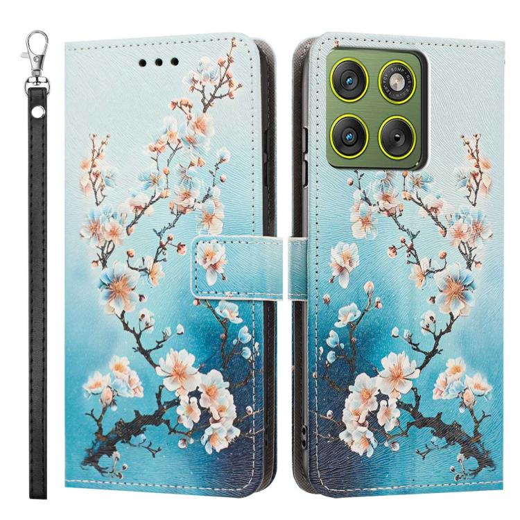 For Motorola Edge 70 Fusion 5G Global Painted Pattern Vegan Leather Phone Case with Strap