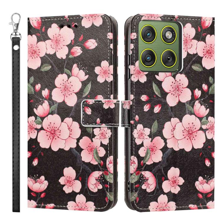 For Motorola Edge 70 Fusion 5G Global Painted Pattern Vegan Leather Phone Case with Strap