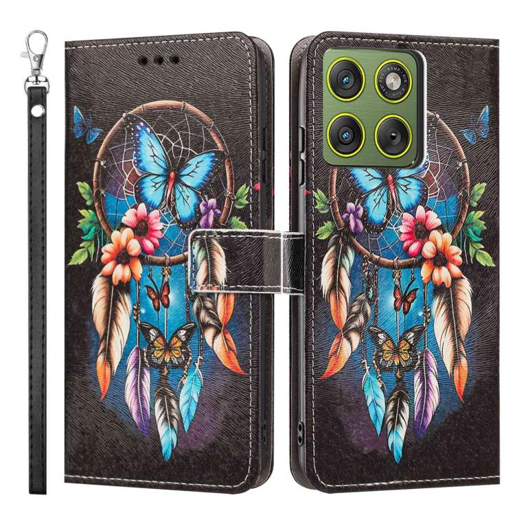 For Motorola Edge 70 Fusion 5G Global Painted Pattern Vegan Leather Phone Case with Strap