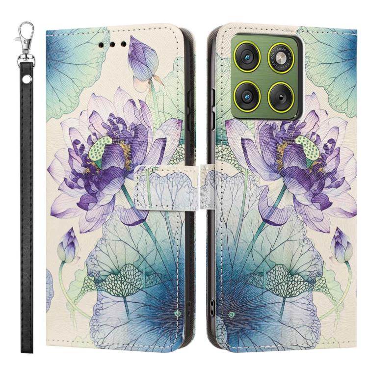 For Motorola Edge 70 Fusion 5G Global Painted Pattern Vegan Leather Phone Case with Strap