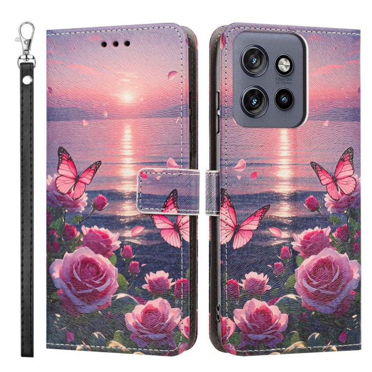 For Motorola Moto G 5G 2026 Painted Pattern Vegan Leather Phone Case with Strap