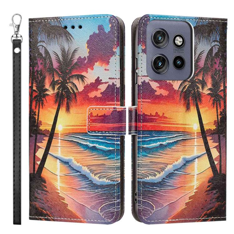 For Motorola Moto G 5G 2026 Painted Pattern Vegan Leather Phone Case with Strap