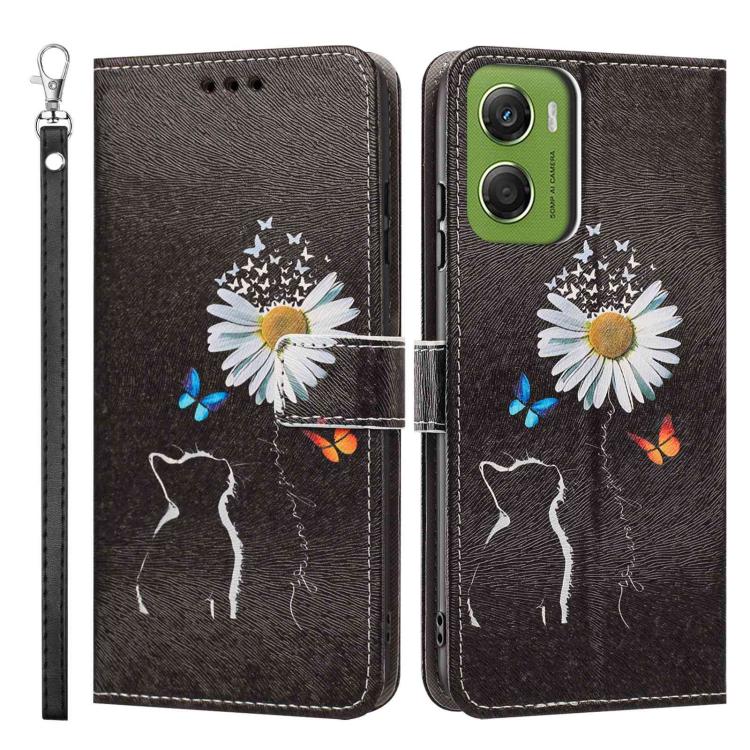 For Motorola Moto G06 4G/G06 Power 4G Painted Pattern Vegan Leather Phone Case with Strap