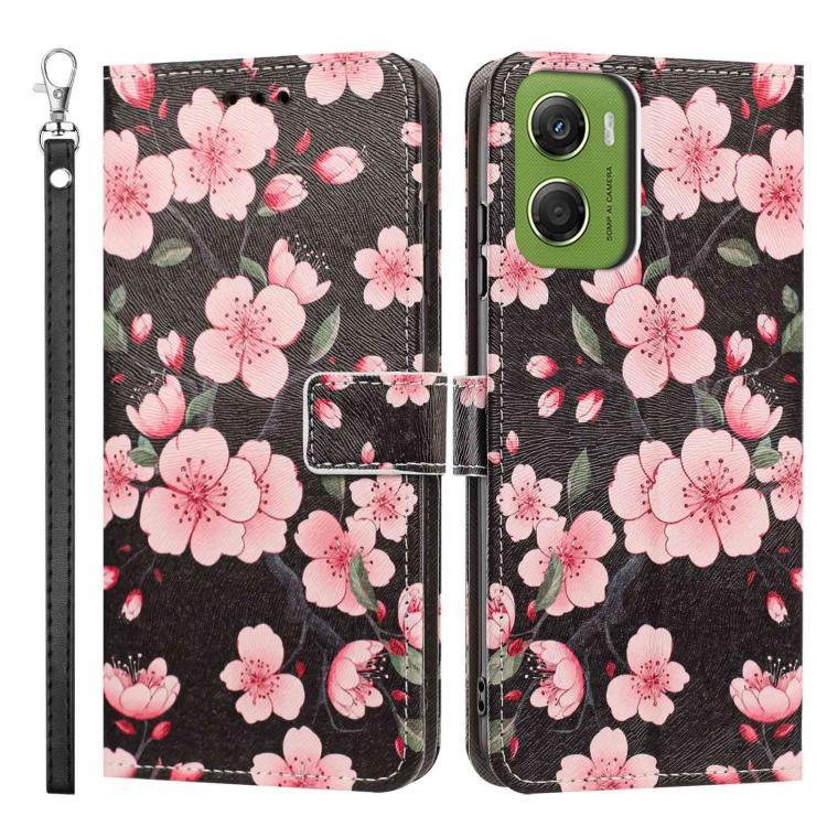 For Motorola Moto G06 4G/G06 Power 4G Painted Pattern Vegan Leather Phone Case with Strap