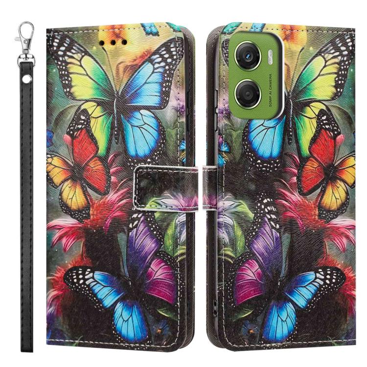 For Motorola Moto G06 4G/G06 Power 4G Painted Pattern Vegan Leather Phone Case with Strap