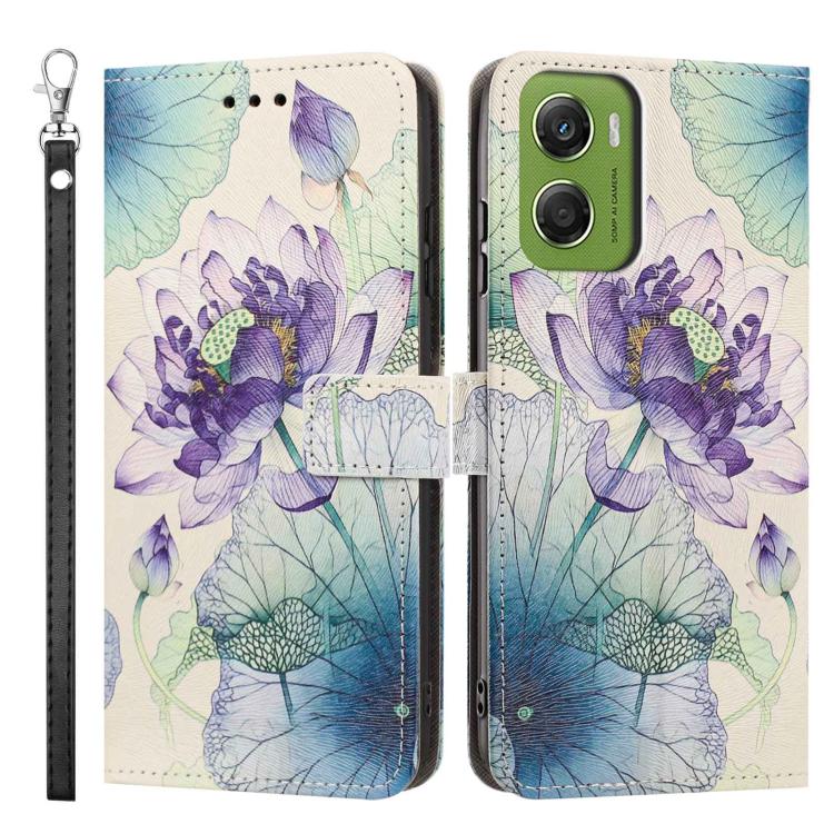 For Motorola Moto G06 4G/G06 Power 4G Painted Pattern Vegan Leather Phone Case with Strap