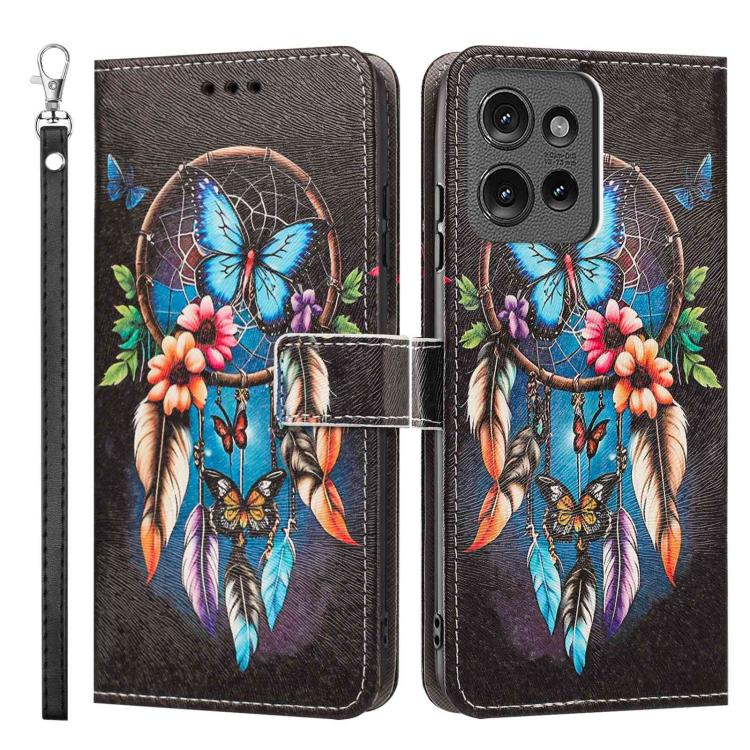 For Motorola Moto G56 5G Painted Pattern Vegan Leather Phone Case with Strap