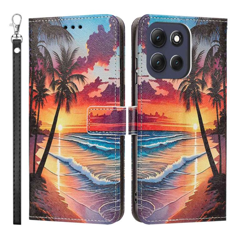 For Motorola Moto G86 5G/G86 Power Painted Pattern Vegan Leather Phone Case with Strap