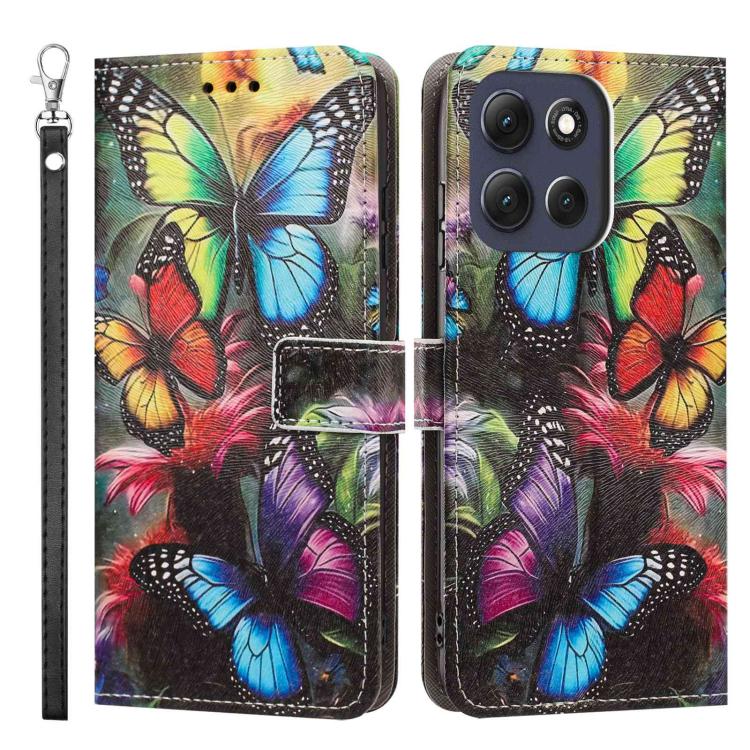 For Motorola Moto G86 5G/G86 Power Painted Pattern Vegan Leather Phone Case with Strap