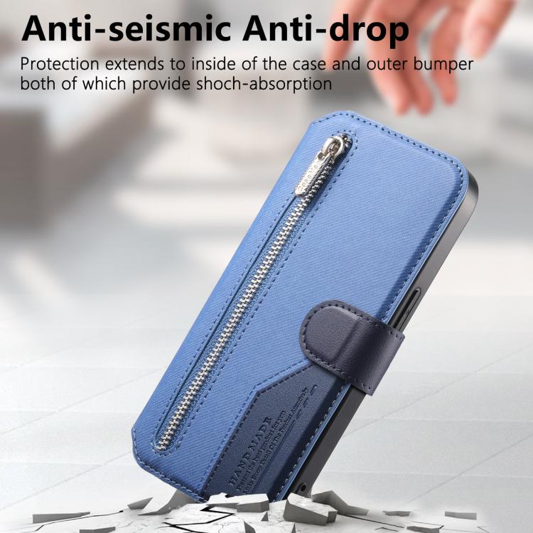 For Xiaomi 15 Twill Fabric MagSafe RFID Anti-theft Zipper Wallet Leather Phone Case